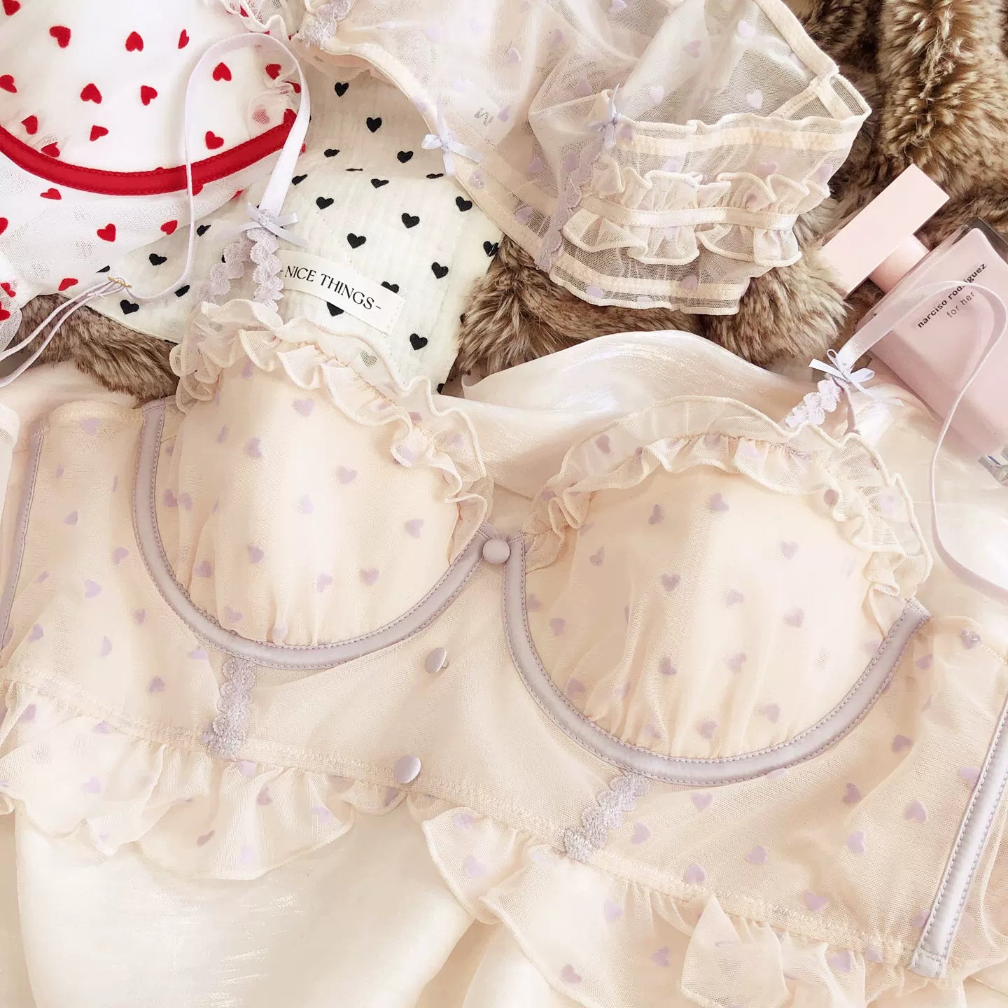 Frilly Heart Coquette Lingerie Set