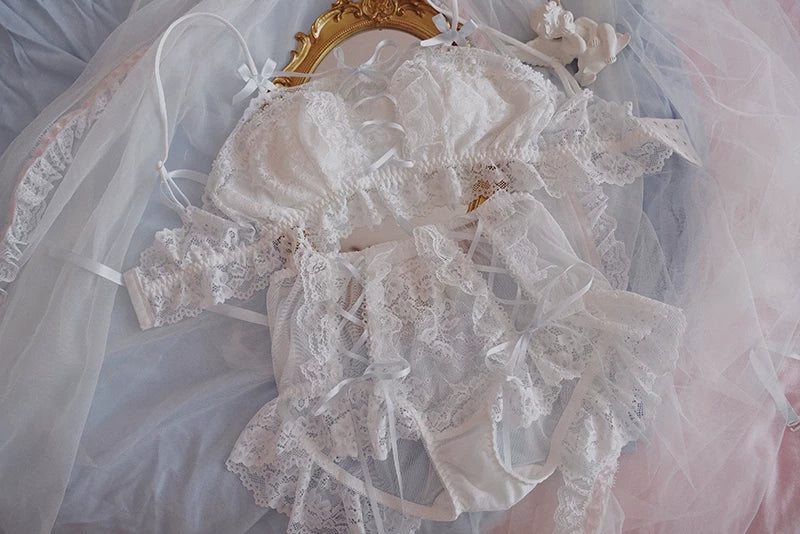 Evangeline Lace High-Waisted Coquette Lingerie Set