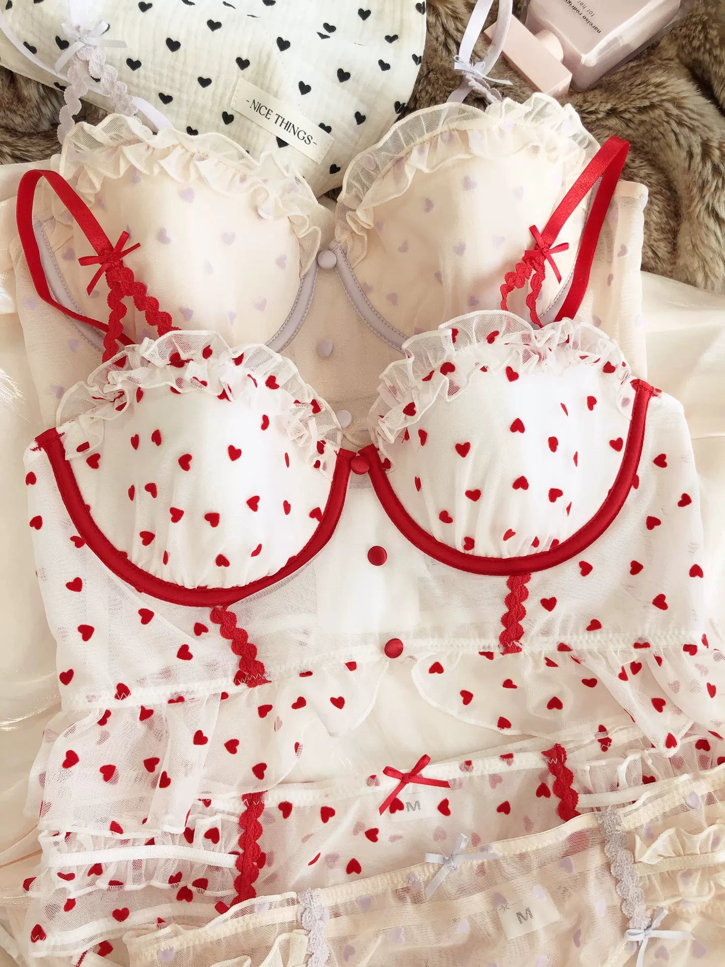 Frilly Heart Coquette Lingerie Set