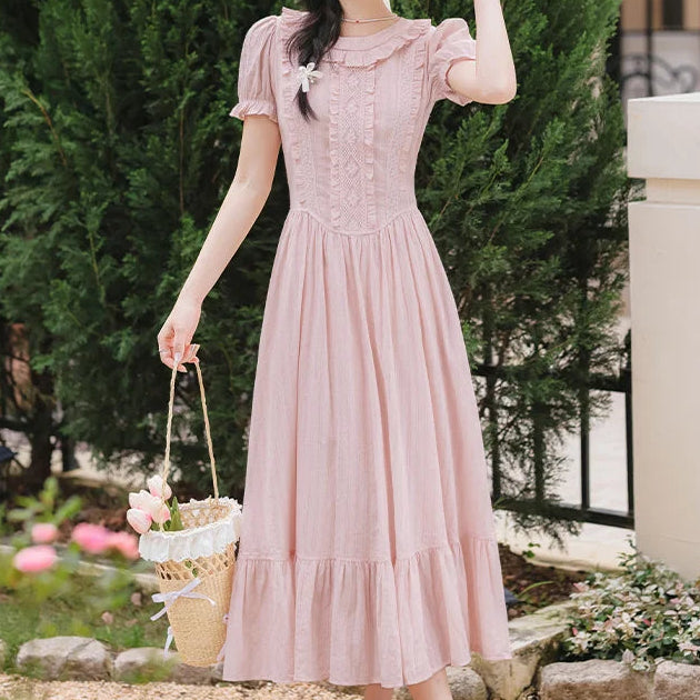 Sugar Vine Pastel Cottagecore Blush Pink Vintage-Coquette Dress