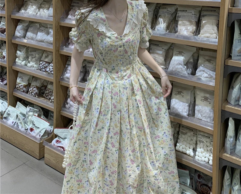 Pastel Bloom Vintage-Style Cottagecore Dress