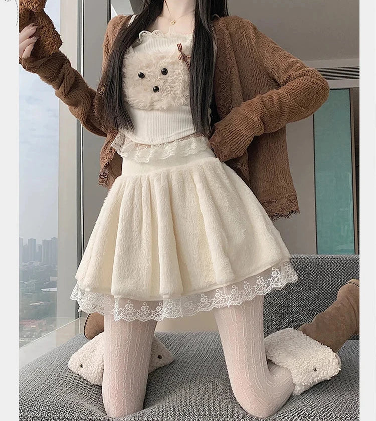 Cozy Winter Coquette Skirt with Shorts