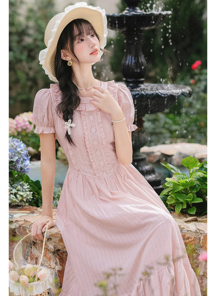 Sugar Vine Pastel Cottagecore Blush Pink Vintage-Coquette Dress
