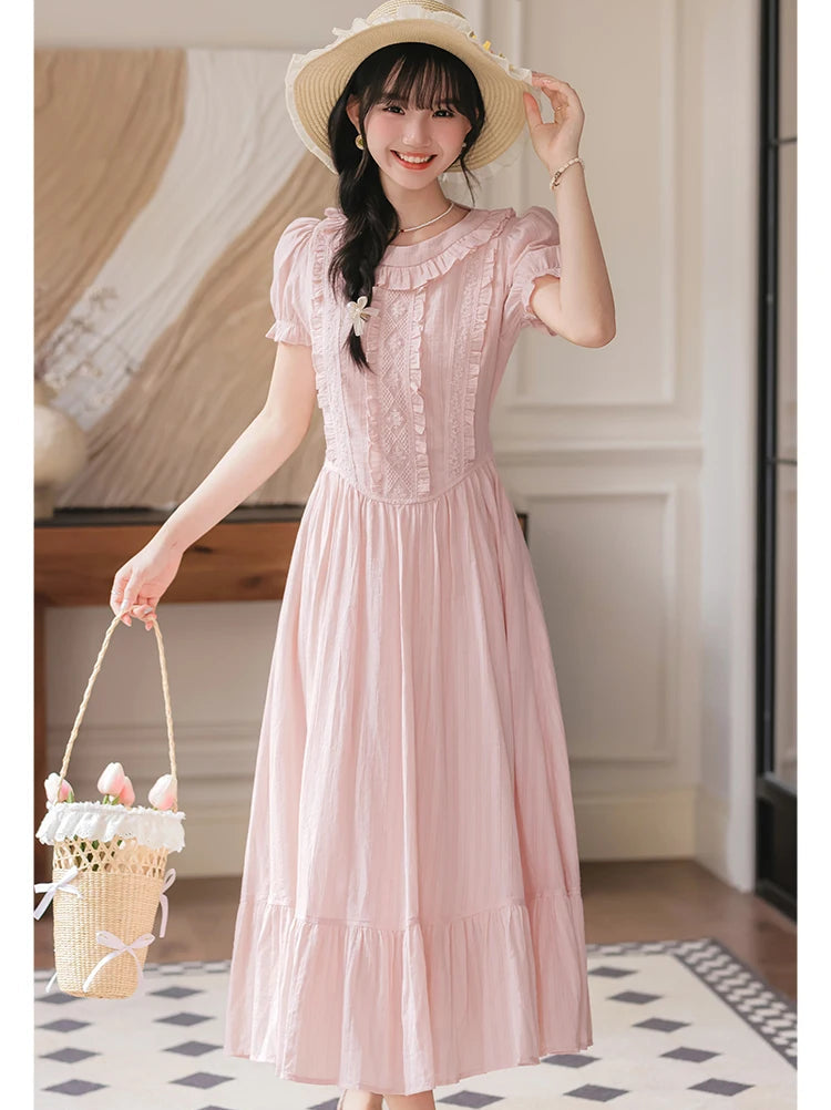 Sugar Vine Pastel Cottagecore Blush Pink Vintage-Coquette Dress