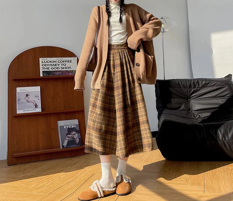 Plaid Wool Grandmacore Skirt