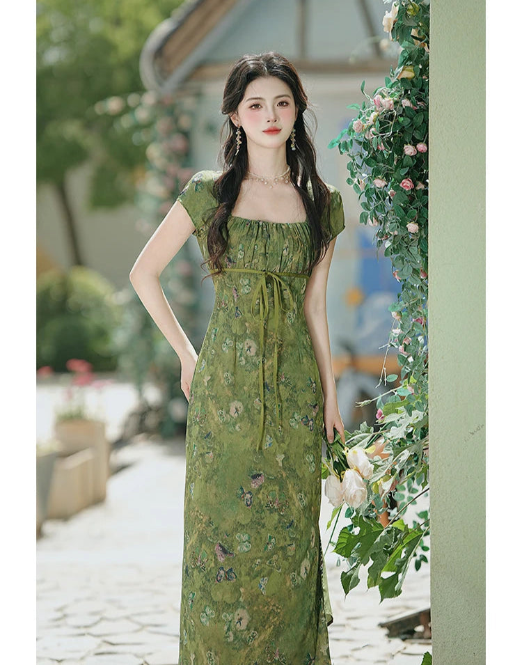 Forest Mood Floral Green Witch Dress