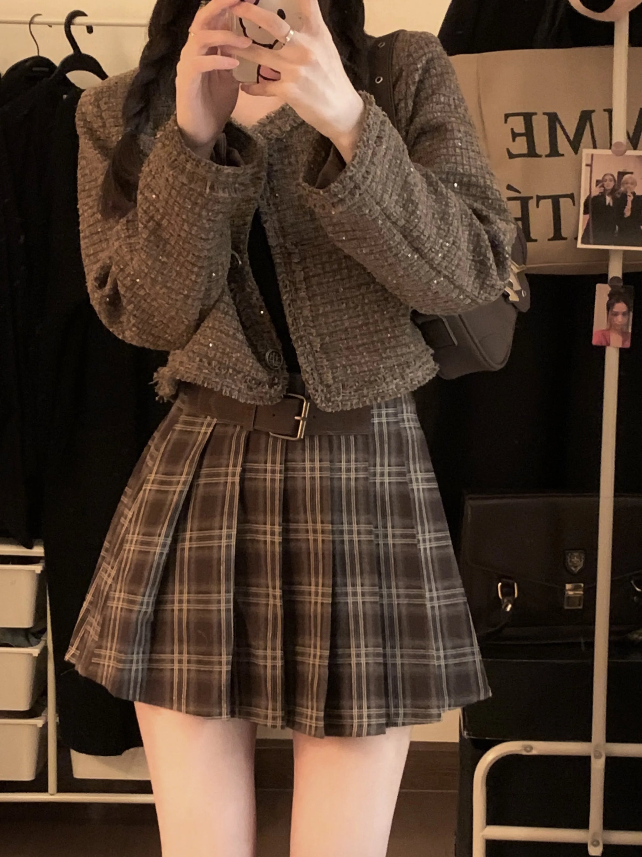 Dark Academia Plaid Pleated Mini Skirt Dark Academia Style