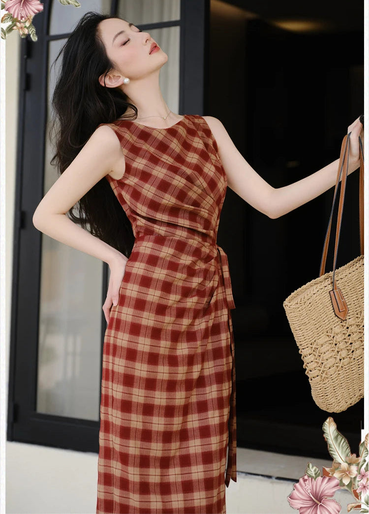 Plaid Vintage Cottagecore Dress Plaid Checked Dress Checkered Dress Plaid Vintage Cottagecore Dress Plaid Checked Dress Checkered Dress