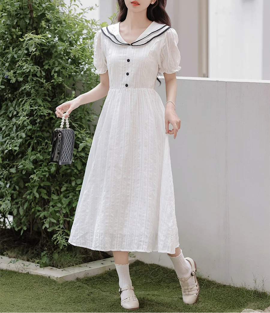knee length dresses for ladies Chic Japanese Plissé Midi Dress – HEYFANCYSTYLE main image 1