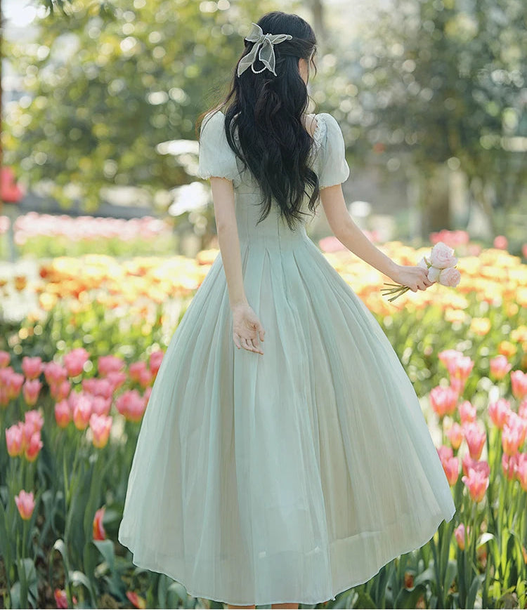 Evergreen Whisper Princesscore Fairy Dress - Romantic Vintage Cottagecore Gown