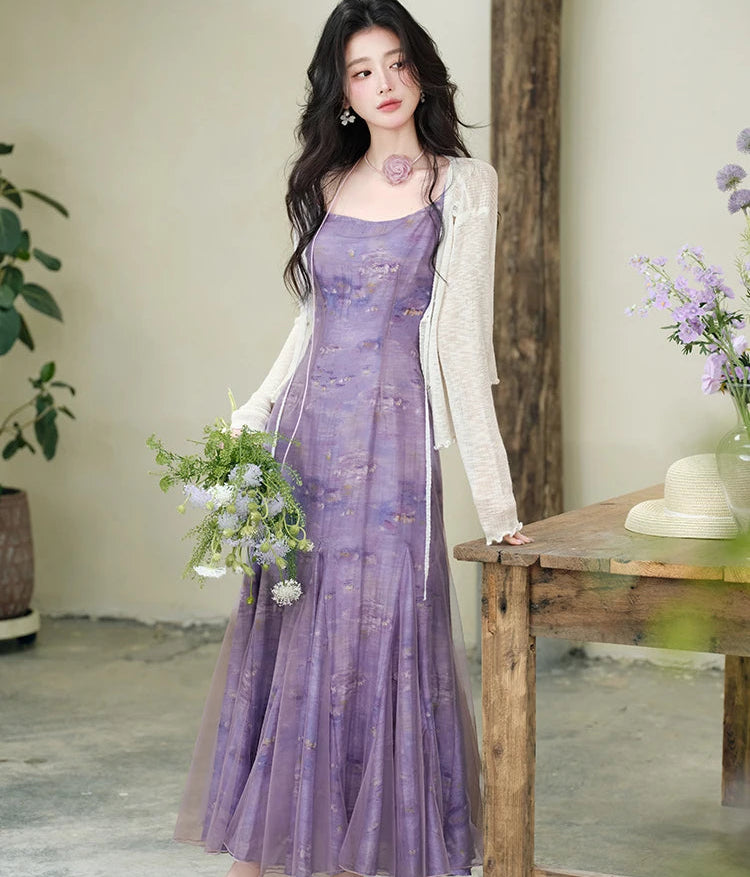 Amethyst Fairy Dress + Flower Choker Necklace