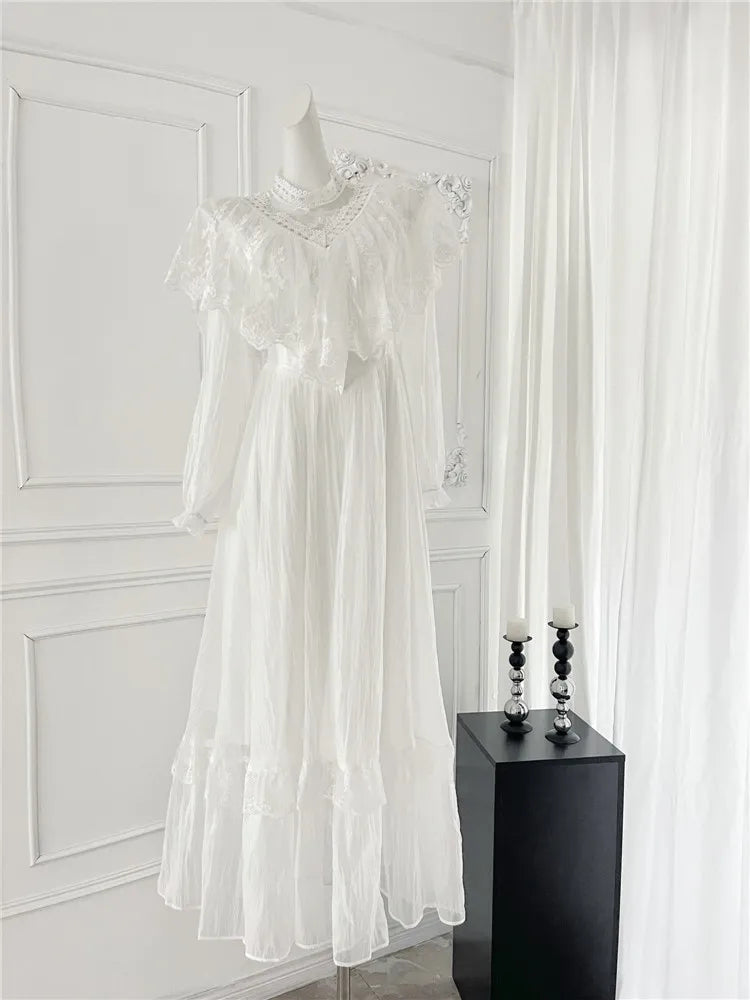 Berline Victorian-Style White Lace Dress