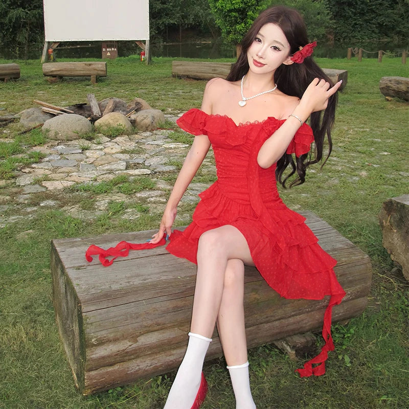 Garden Angel Red Coquette Dress