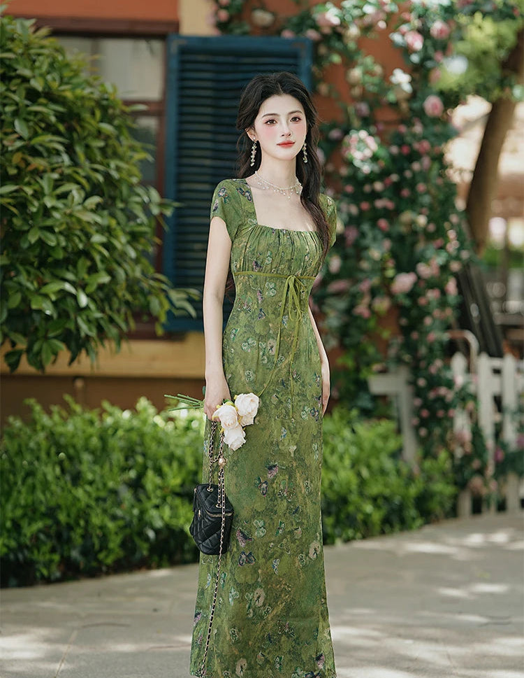 Forest Mood Floral Green Witch Dress