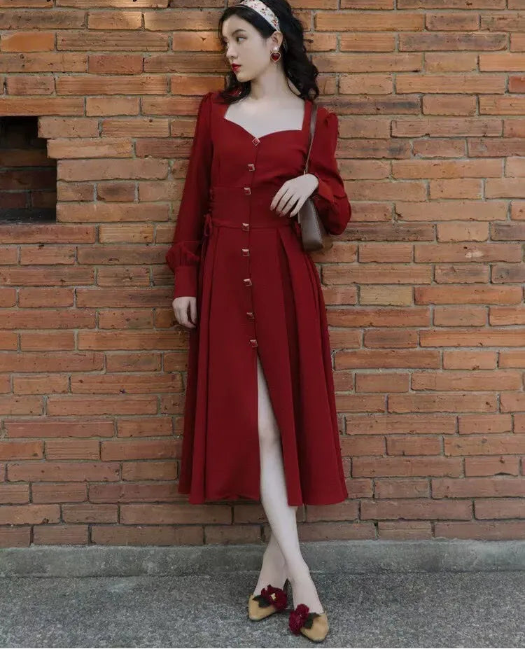 Crimson River Vintage Academia Dress