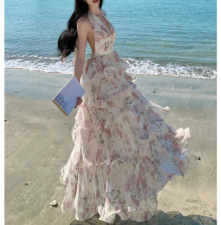 Honey Beam Flared Ruffle Spring Coquette Dress