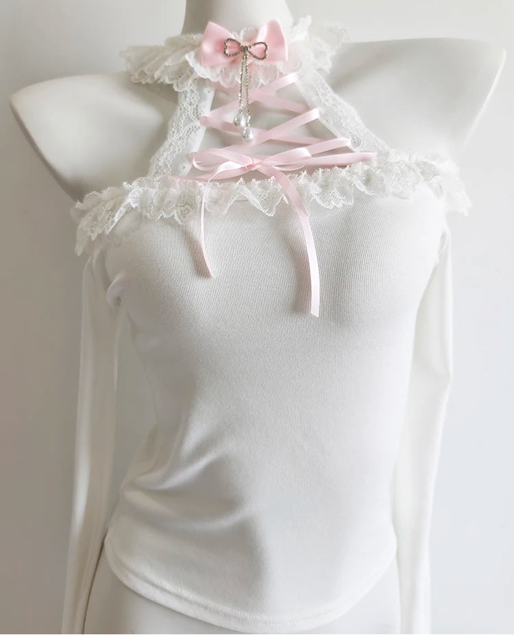 Milky Angel Romantic Princess Off-Shoulder Coquette Top