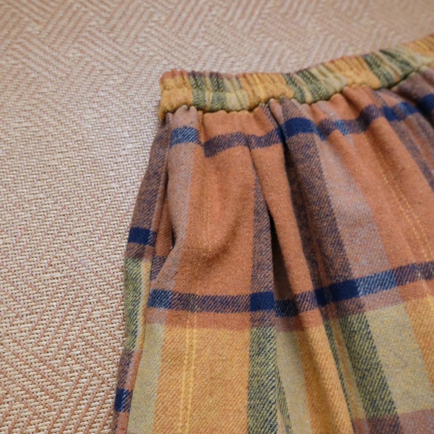Fall Twig Plaid Wool Skirt