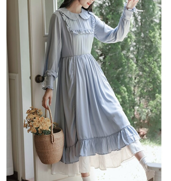 Blue Cottagecore Dress Cottage Fairy Dress Blue Vintage Lolita Dress