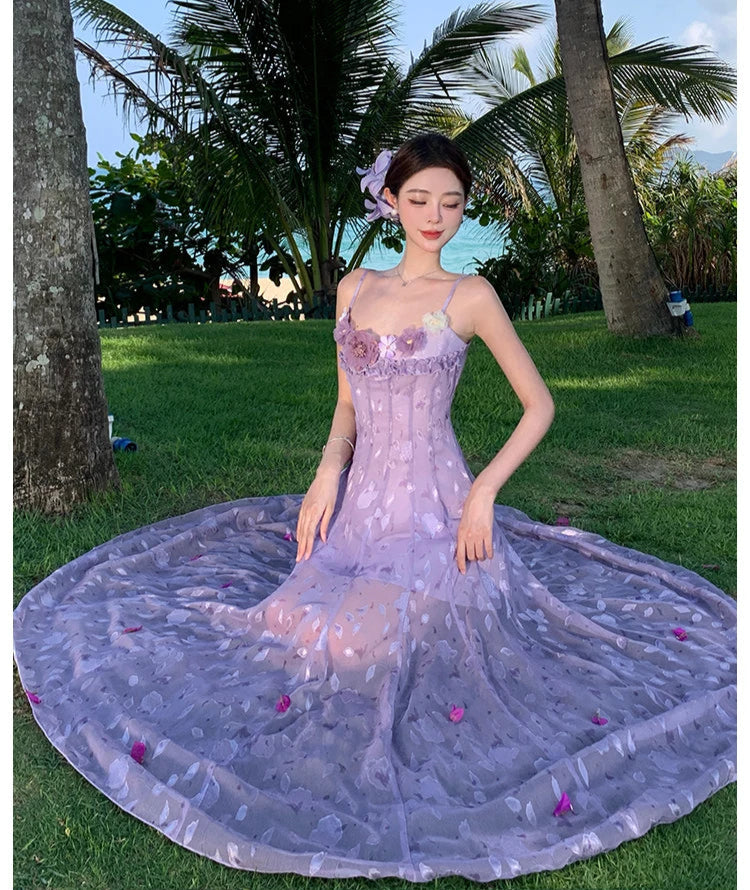 Violet Floral Romantic Fairy Dress