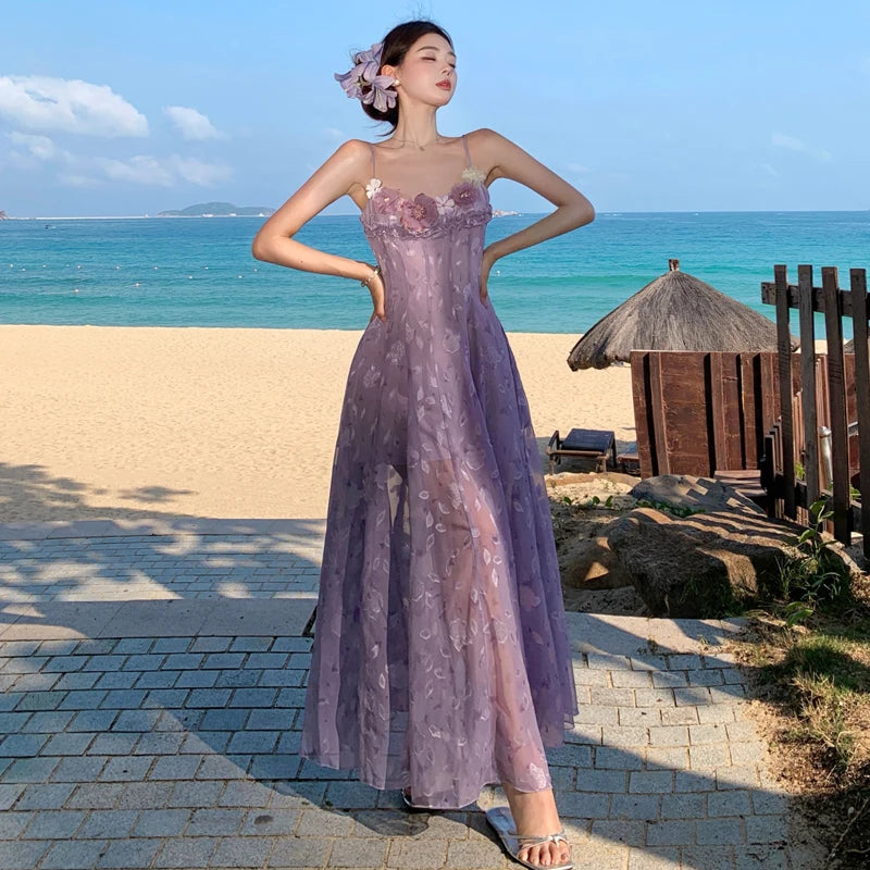 Violet Floral Romantic Fairy Dress