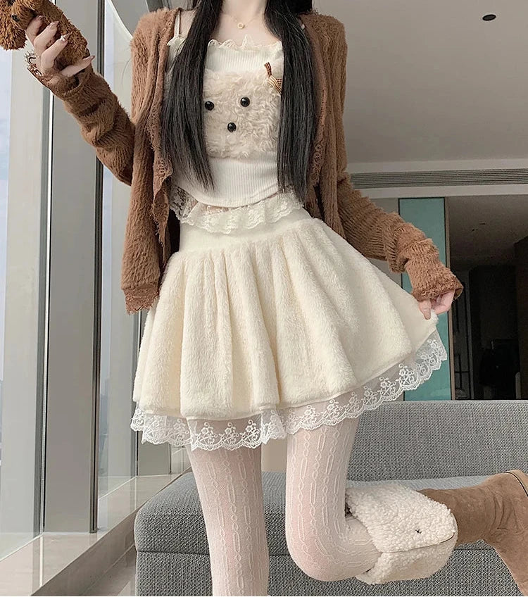Cozy Winter Coquette Skirt with Shorts