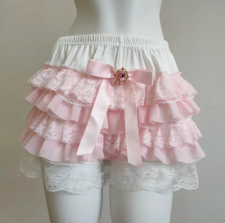 Pink Crystal Ruffle Coquette Style Bloomers