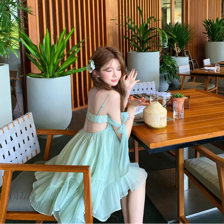 Mermaid Blue Coquette Babydoll Dress Fairycore Aesthetic
