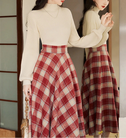 Rainy Valley Light Academia 2-Piece Plaid Set