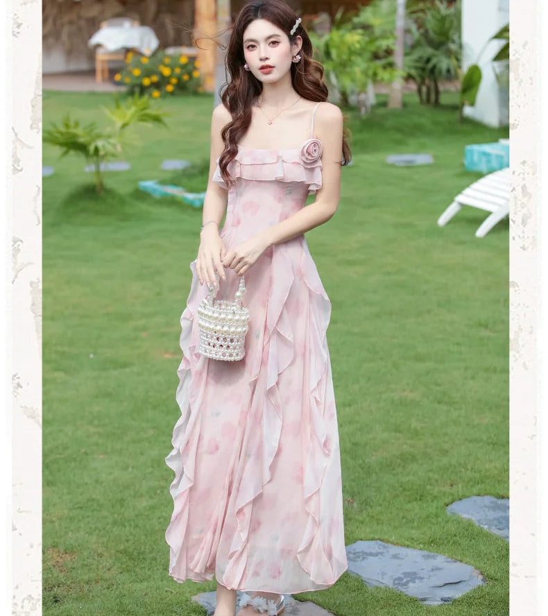 Soft Enchant Fairycore Ethereal Dress - Feminine Romantic Cottagecore Aesthetic