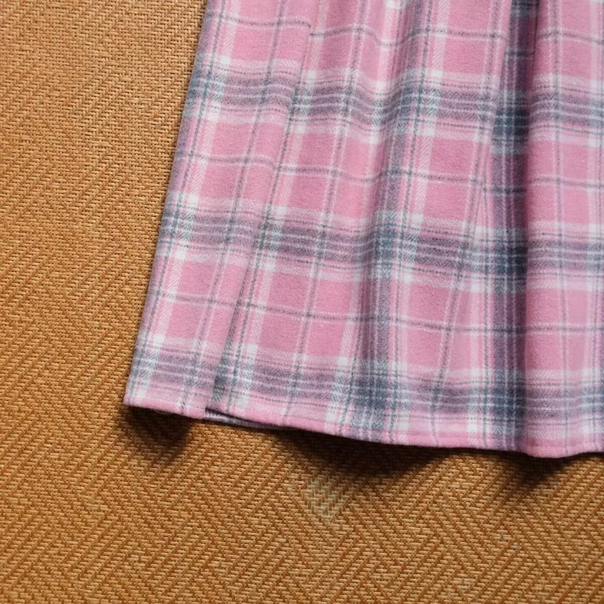 Pink Plaid Wool Skirt