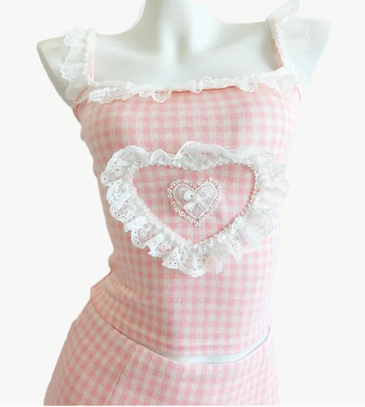 Hopeless Romantic Y2K Coquette Pink Ruffle Top - Romantic Anime Aesthetic
