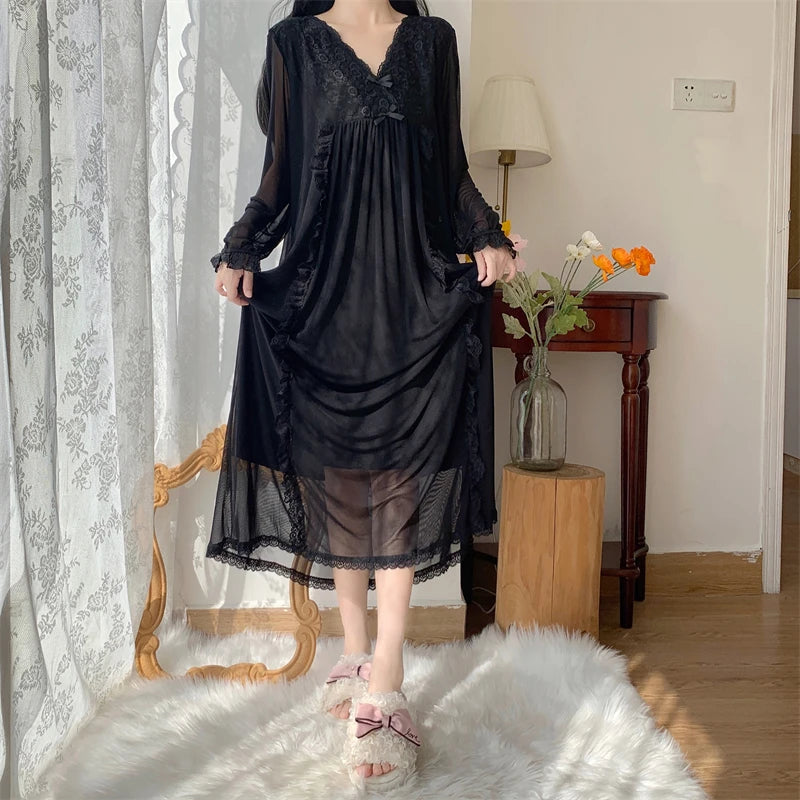 Night Blossom Dark Coquette Gothic Nightgown