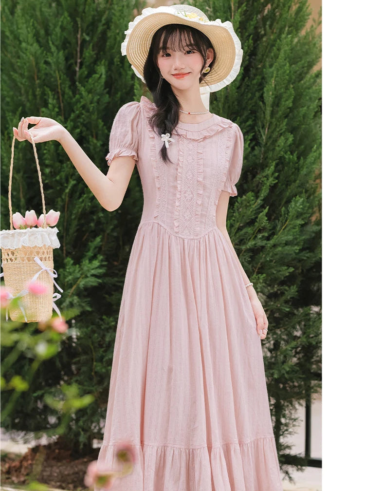 Sugar Vine Pastel Cottagecore Blush Pink Vintage-Coquette Dress