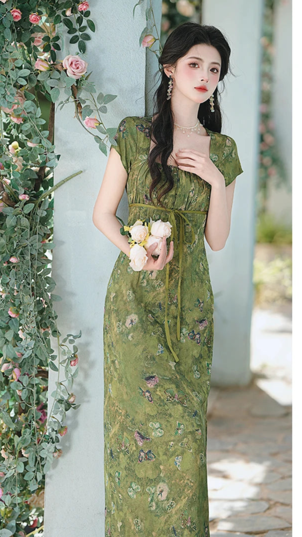 Forest Mood Floral Green Witch Dress