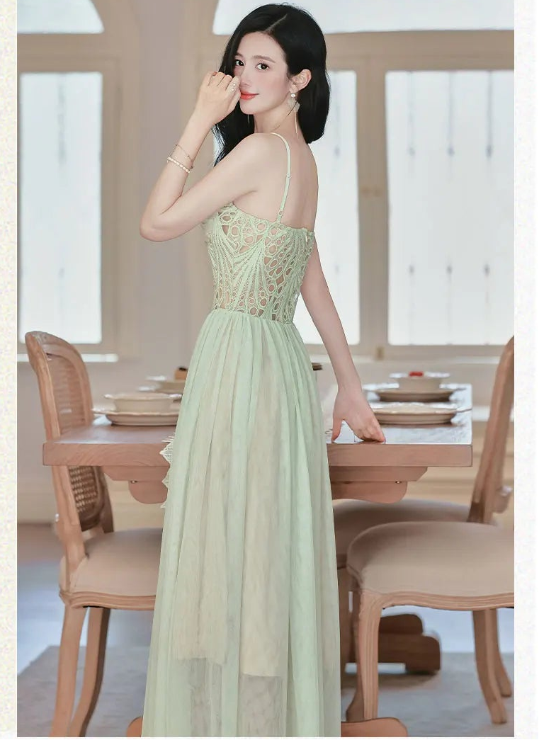 Seafoam-Green Fairy Princess Dress with Scarf