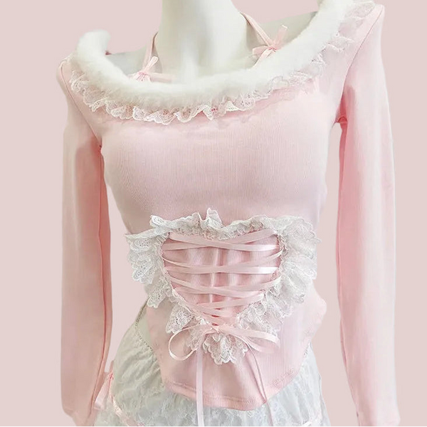 Pink Coquette Long Sleeve Kawaii Top