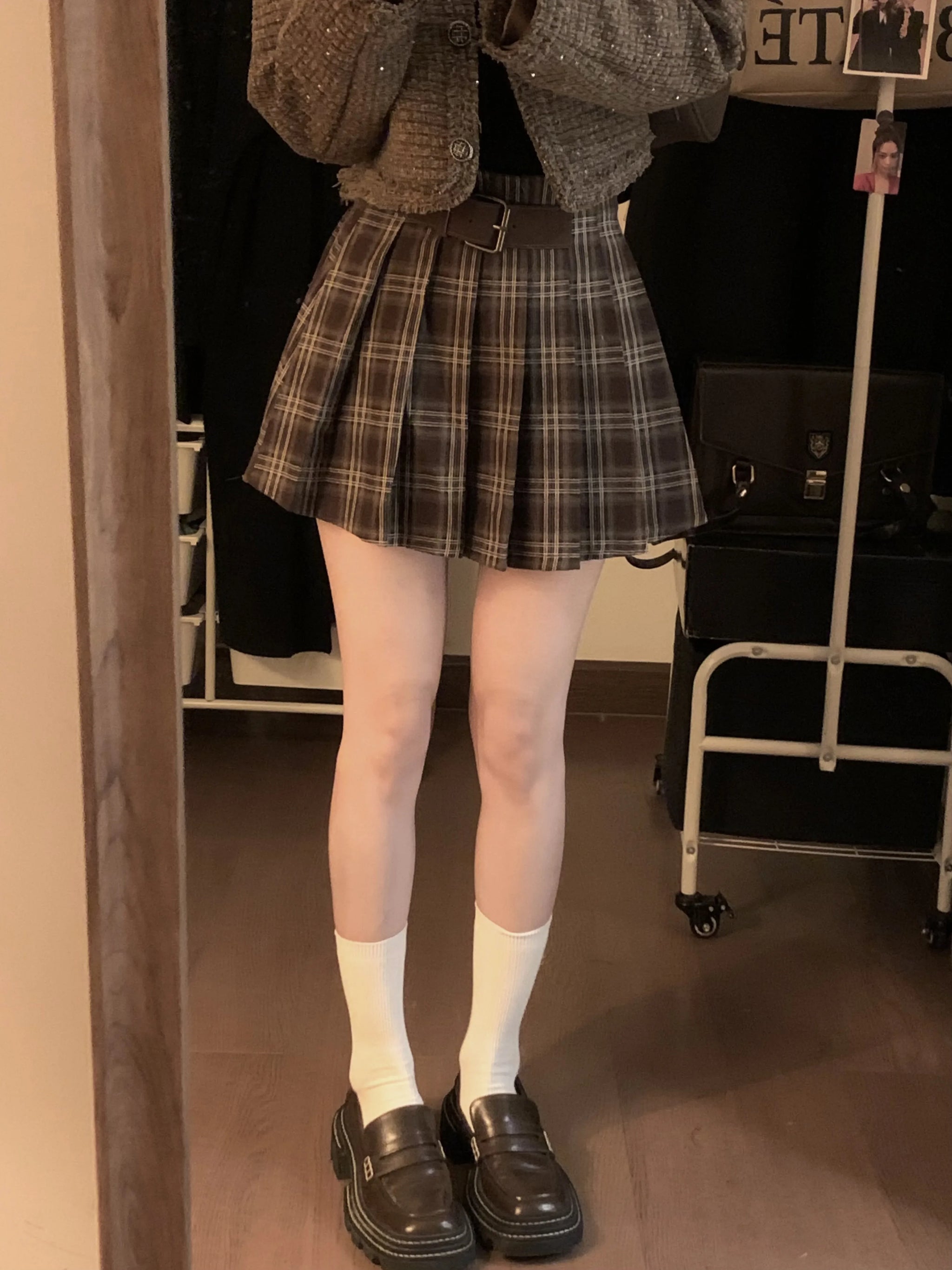 Victoria Dark Academia Plaid Pleated Mini Skirt