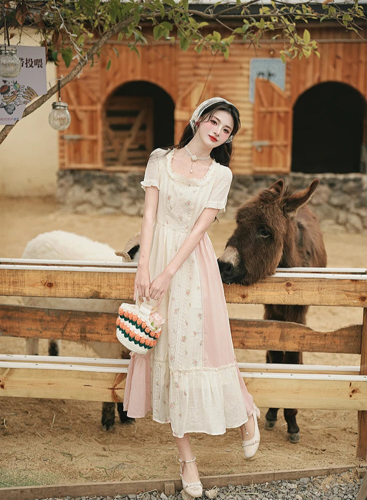 Carrot Garden 2-Piece Cottagecore Dress + Head Scarf Set