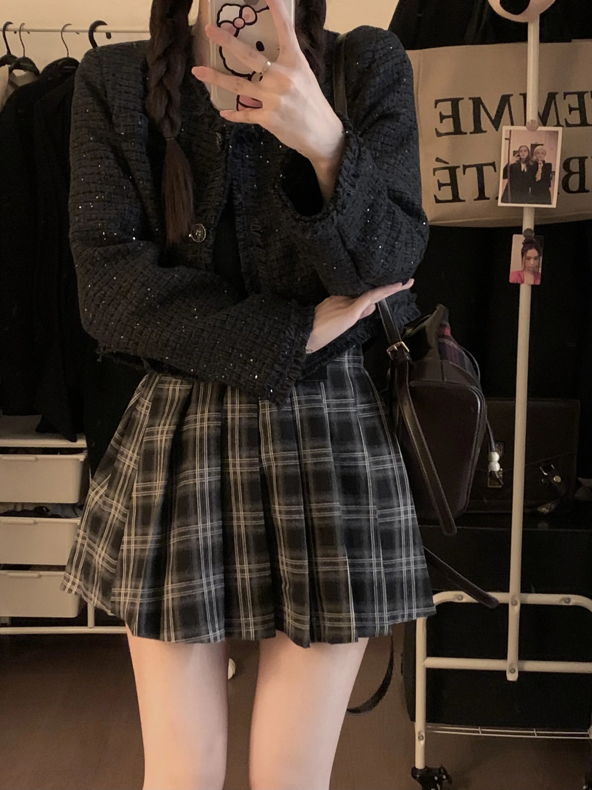 Victoria Dark Academia Plaid Pleated Mini Skirt