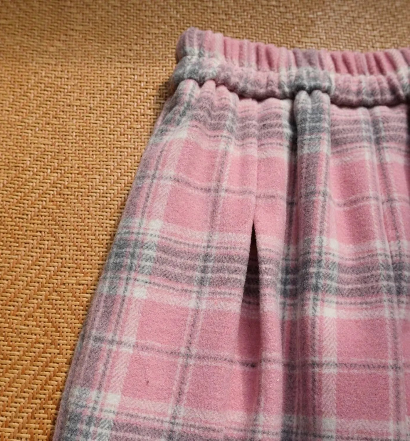 Pink Plaid Wool Skirt
