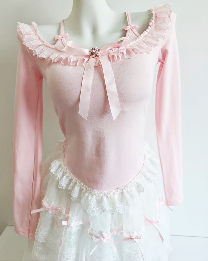 Coquette Balletcore Long Sleeve Top ~ Hachi-Inspired Japanese Aesthetic