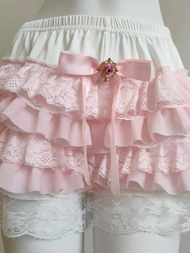 Pink Crystal Ruffle Coquette Style Bloomers