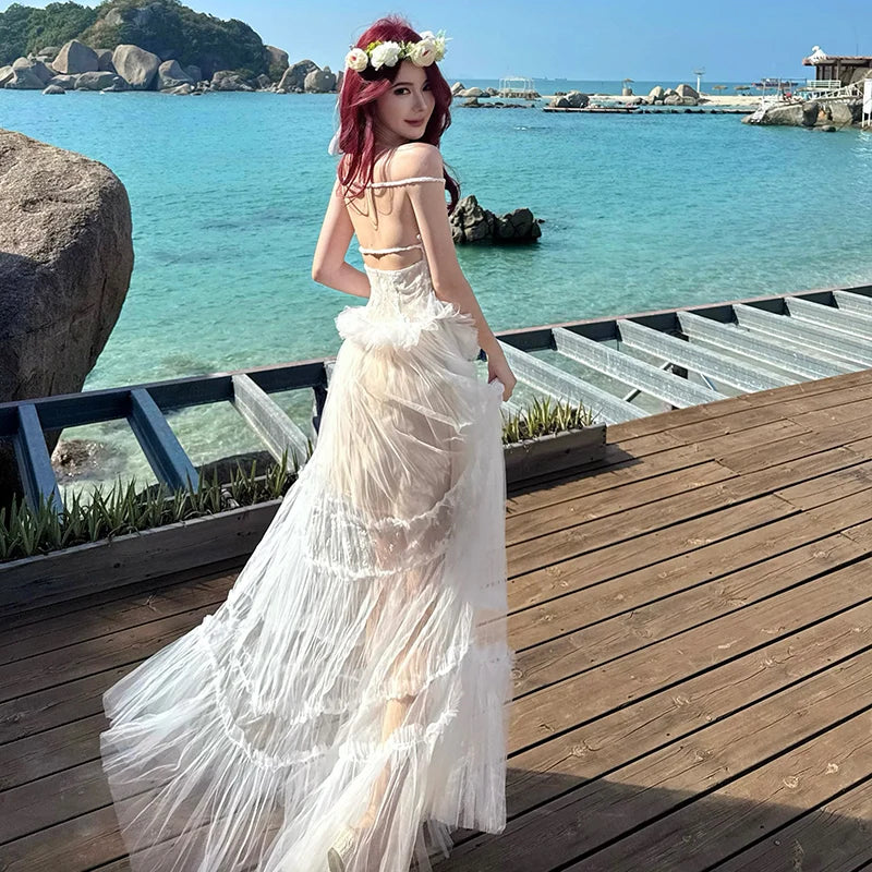 ethereal white dress long white sheer Ethereal Fairy Dress white fairycore dress fairy dresses