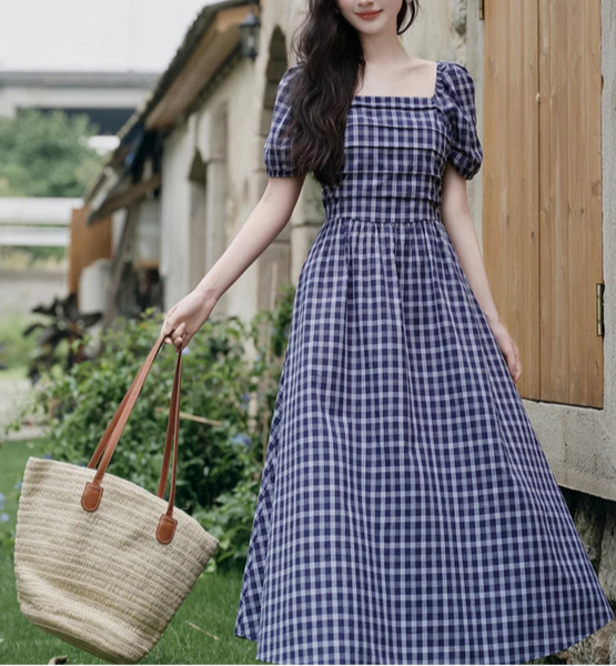 Nebula Forest Plaid Dark Cottagecore Dress