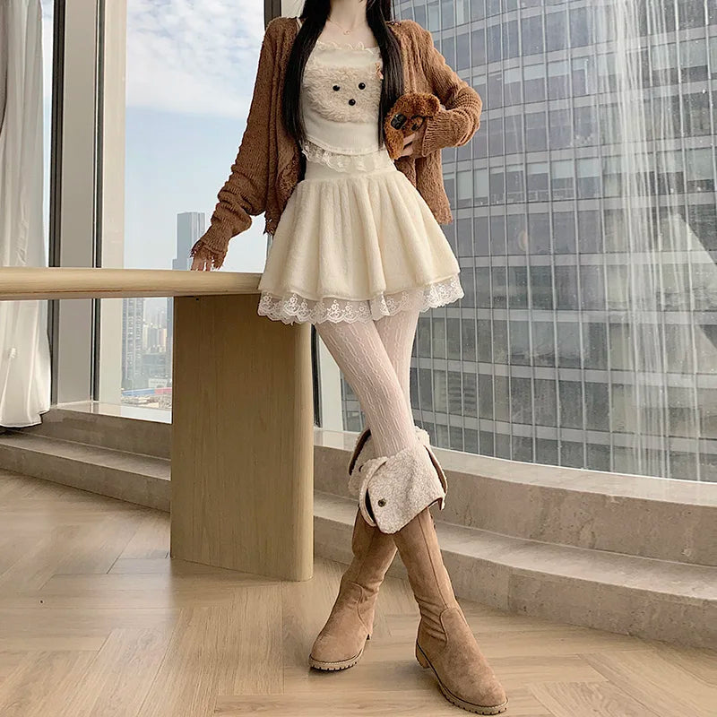 Cozy Winter Coquette Skirt with Shorts