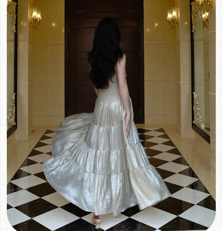 Frosty Moon Sequin Embellished Royalcore Goddess Dress