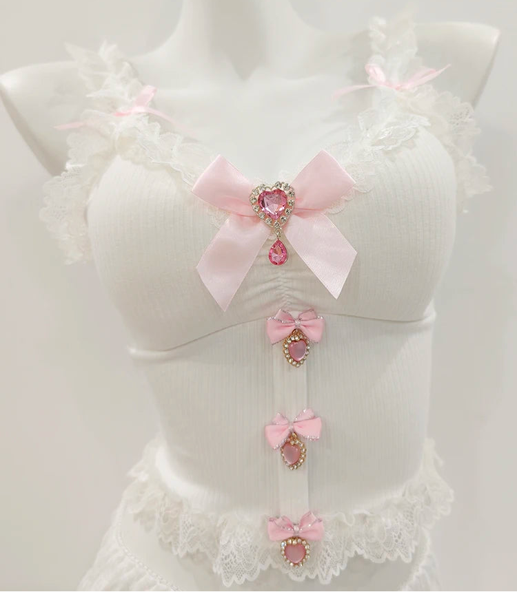 White Lace Coquette Crop Top