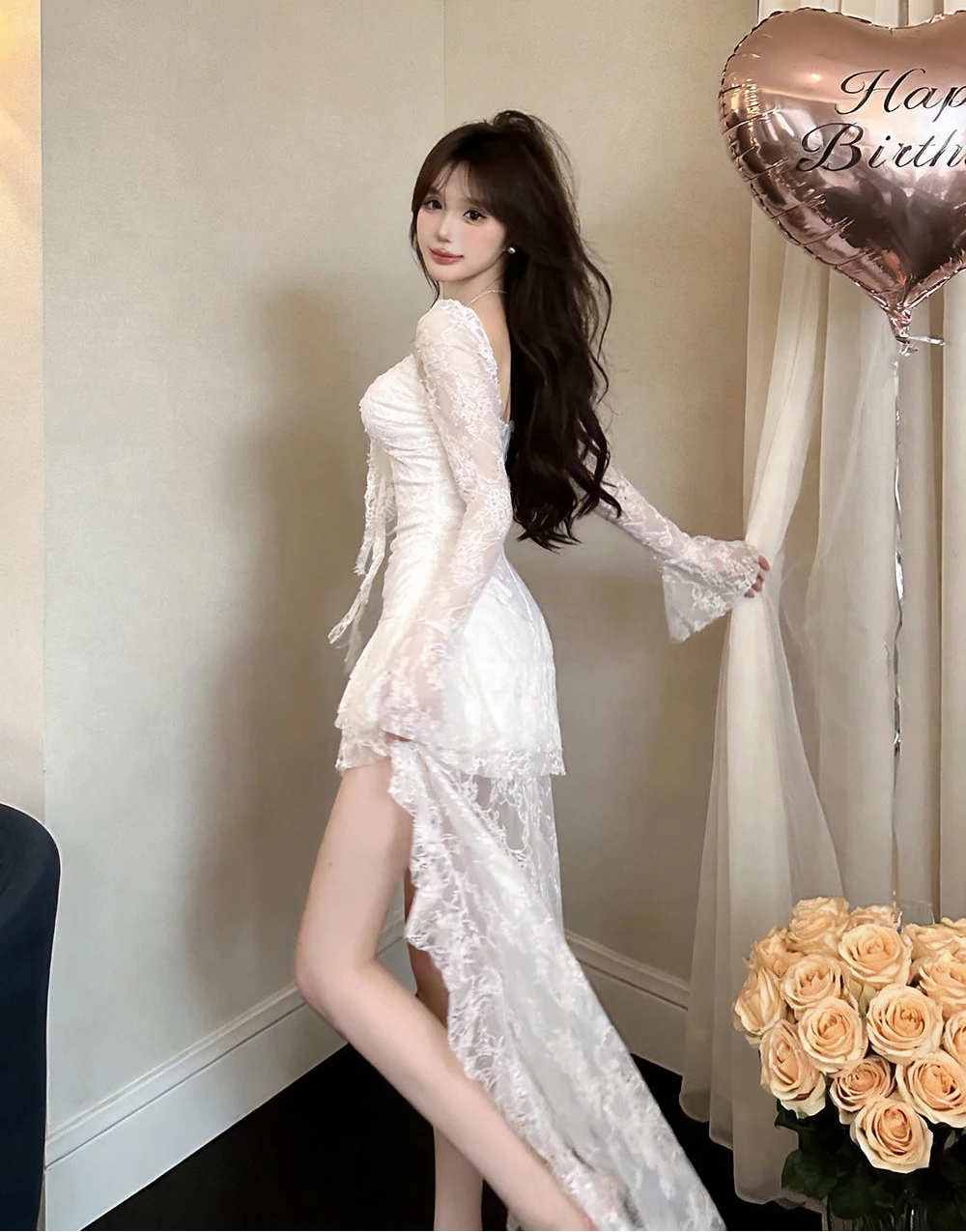 Angel's Ball White Lace High-Low Coquette Princess Dress