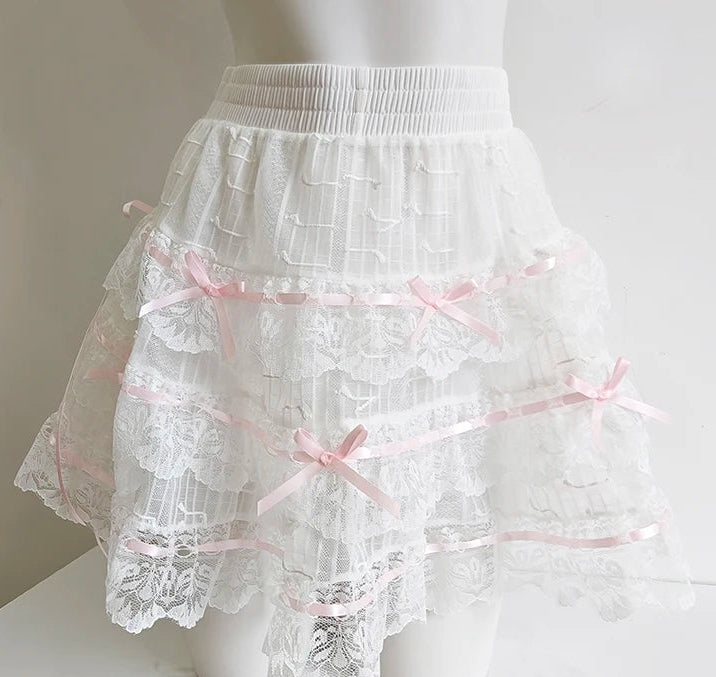 Lace Ribbon Coquette Skirt